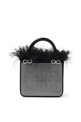 Crystallized Feather-Trimmed Evening Bag
